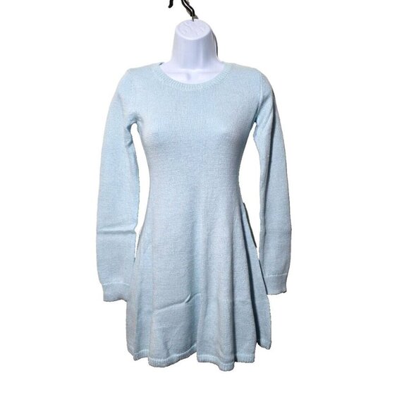 Abercrombie Kids Sweater Dress 13/14 Metallic Blue long Sleeve Pullover Casual - Picture 1 of 15